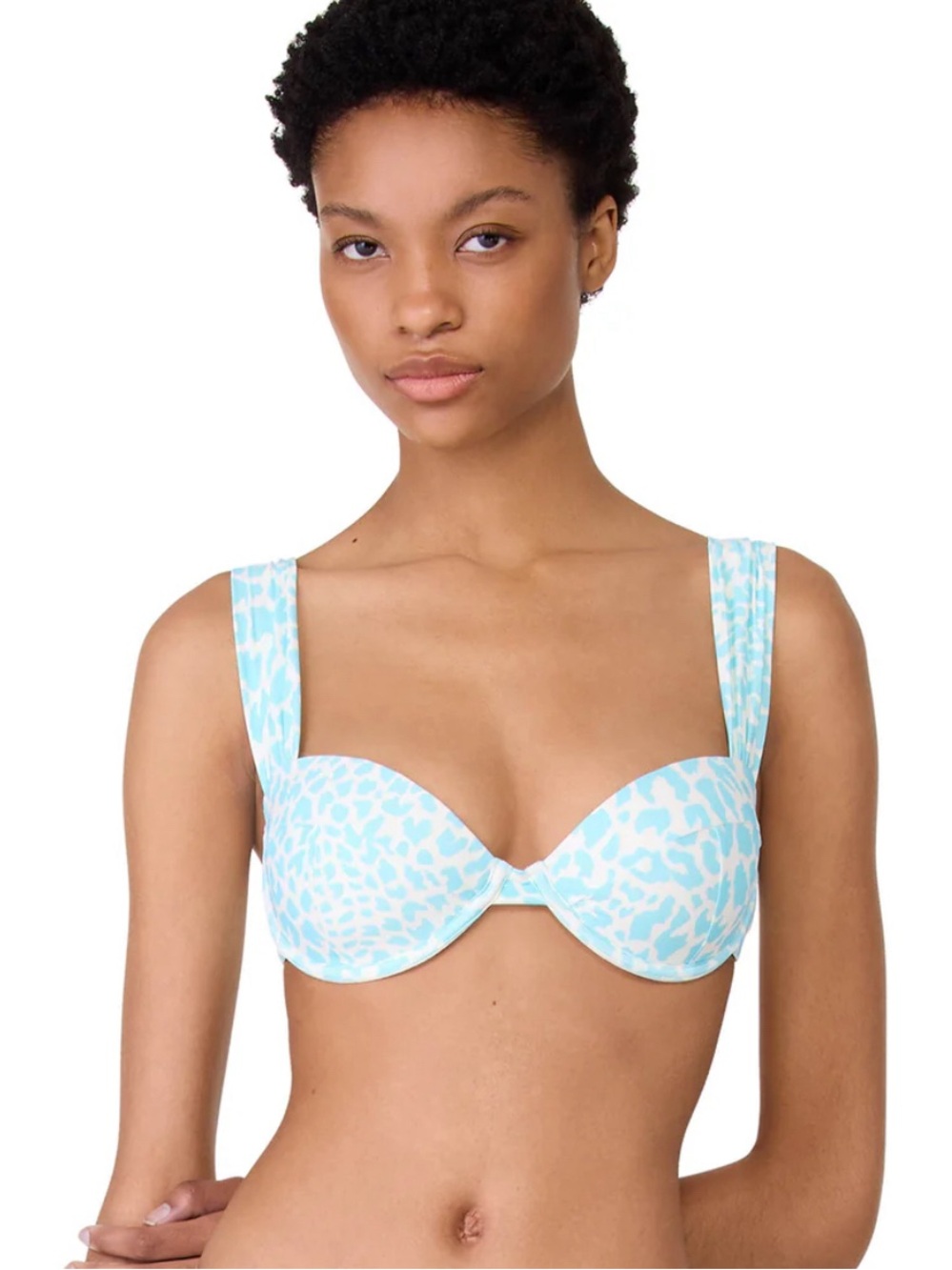 Kate Spade Aqua and White Leopard Print Underwire Bra